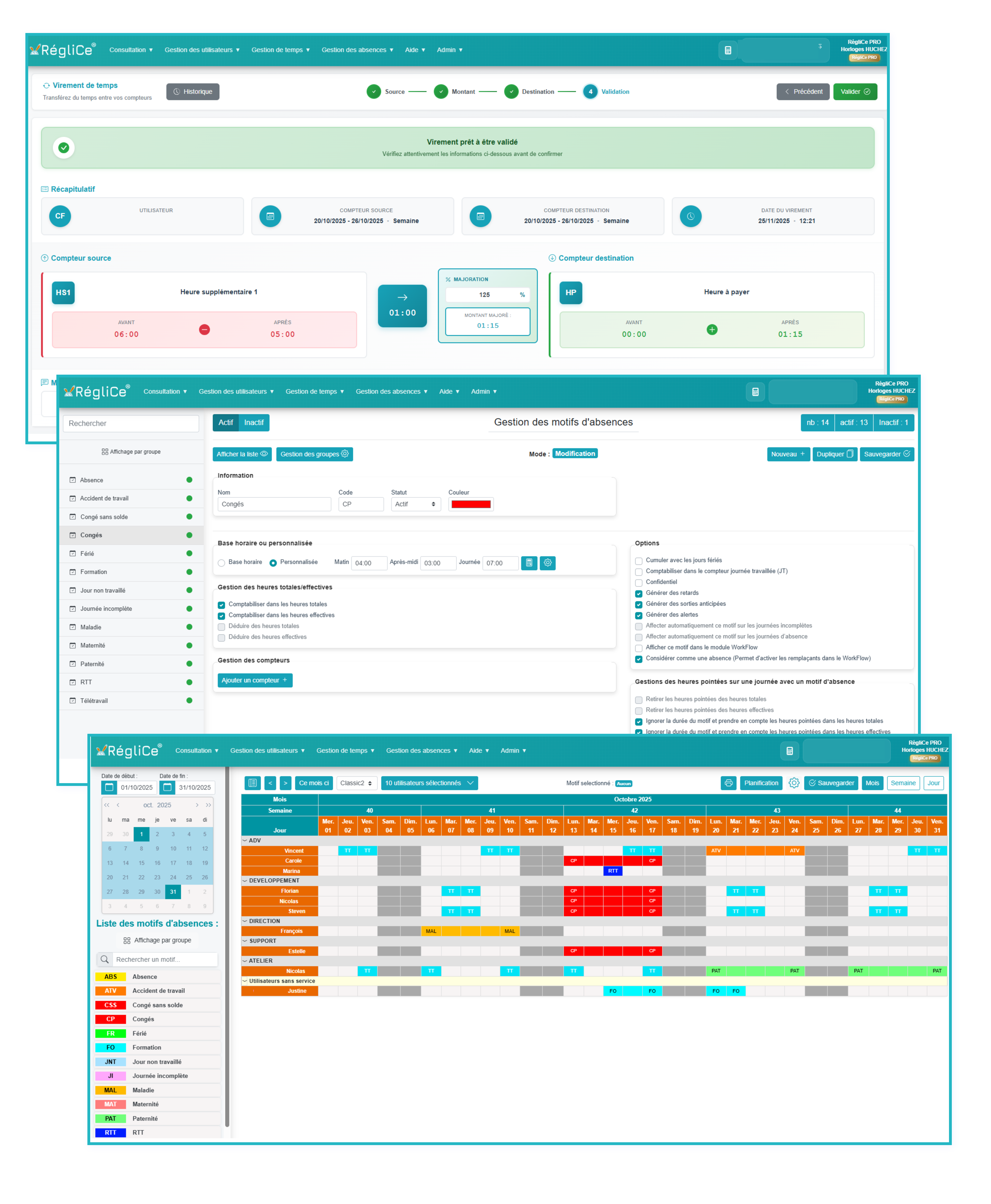 Capture d'écran de la page de gestion des congés et absences